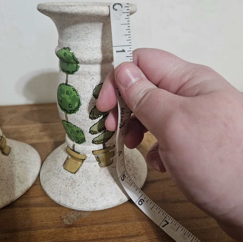 Vintage Ceramic Set Of 2 Plant Taper Candle Holders!